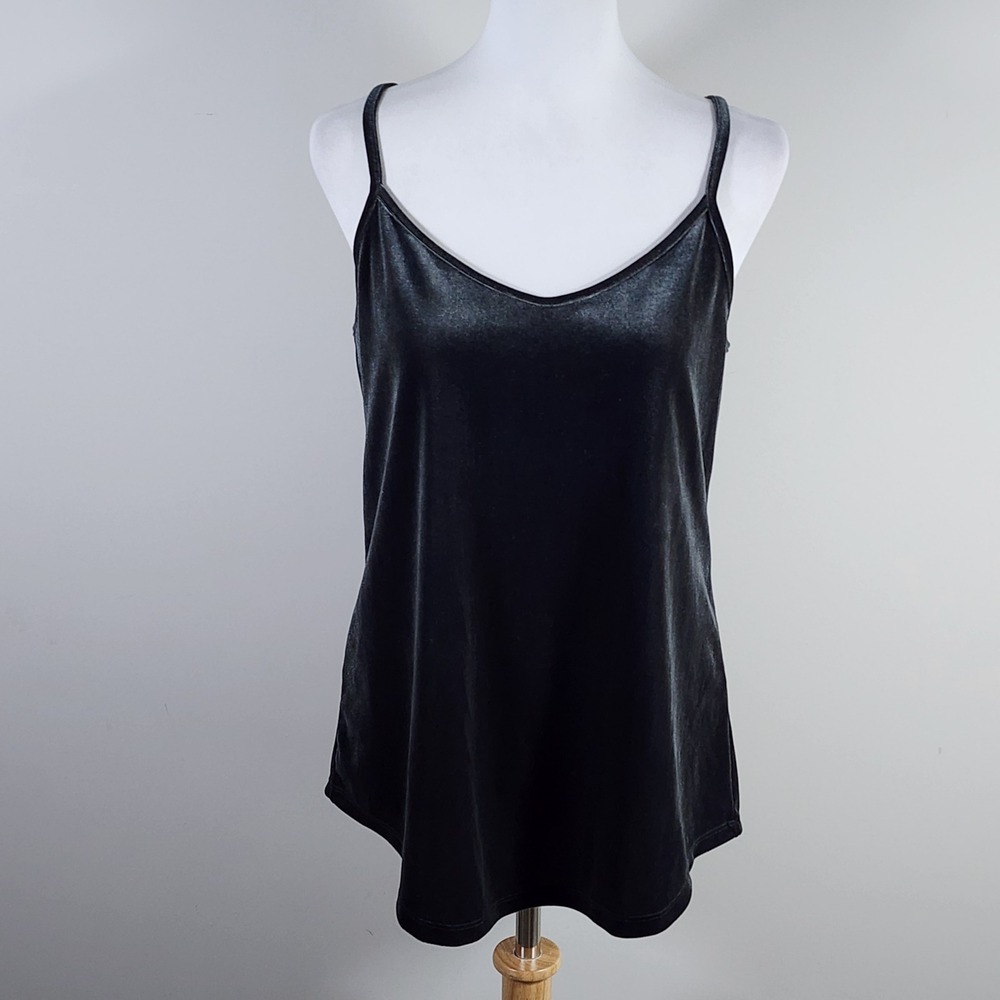 Velvet Cami Tank Top Womens Medium Dark Grey Whimsigoth Witchy Goth Alt Emo